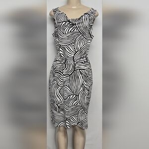 Ann Taylor M Stretch Knit Dress Sleeveless Tie Back Animal Print